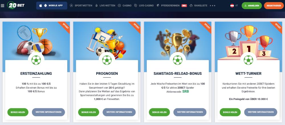 20bet Boni fuer Sport