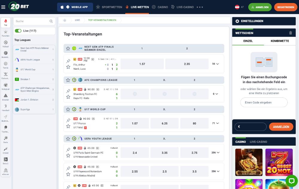20bet Live Wetten