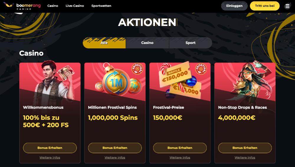 Boomerang Casino Laufende Aktionen