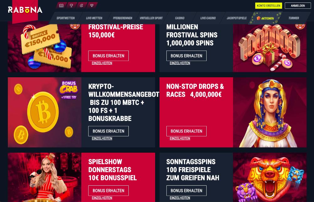 Rabona Casino Aktionen