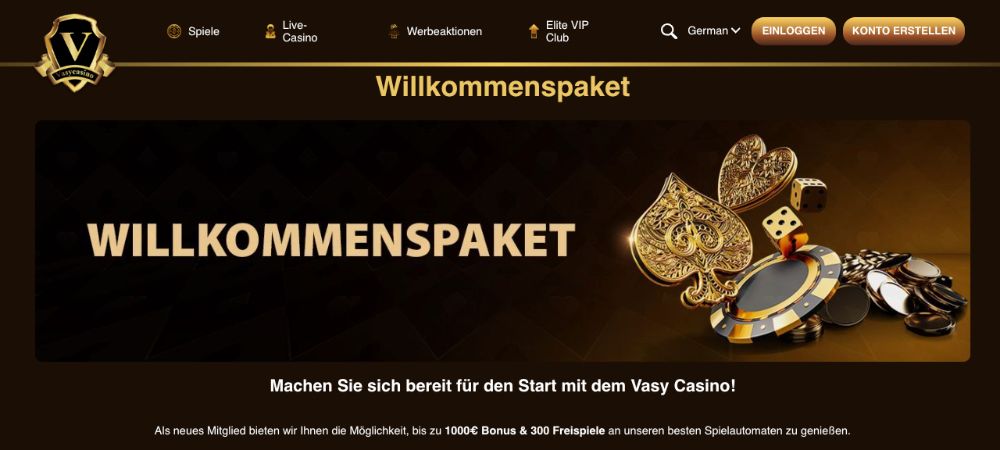 Vasy casino Willkommensbonus
