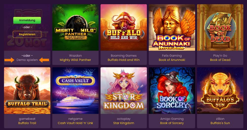bizzo casino Demo Modus