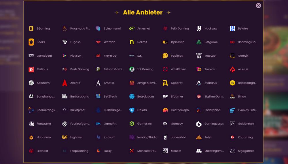bizzo casino providers