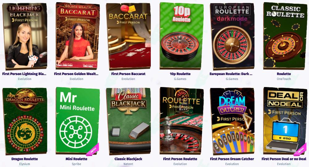 Casombie casino Tischspiele