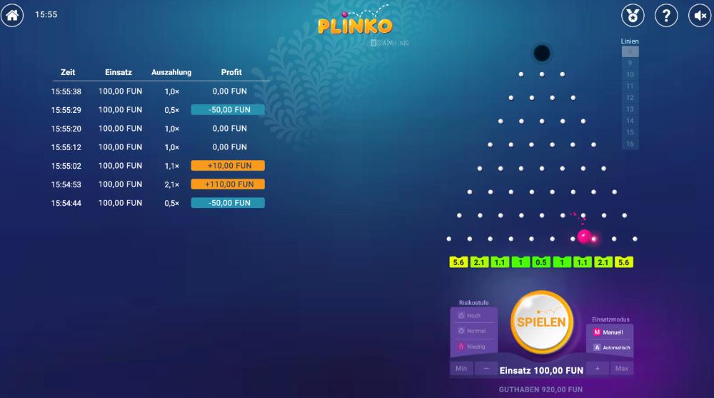 Buran casino Plinko game