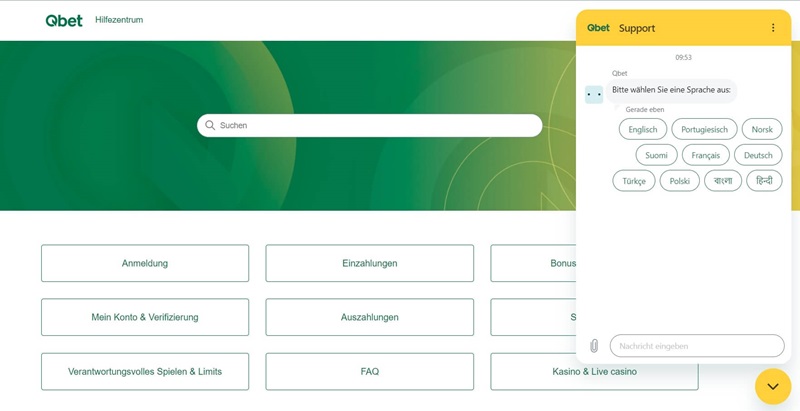 Unsere Qbet-Casino-Bewertung des Supports
