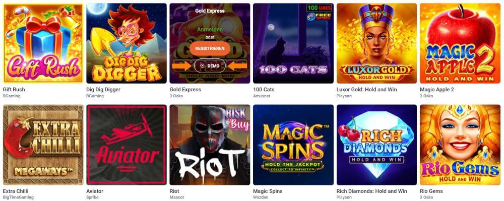 20Bet casino demo modus