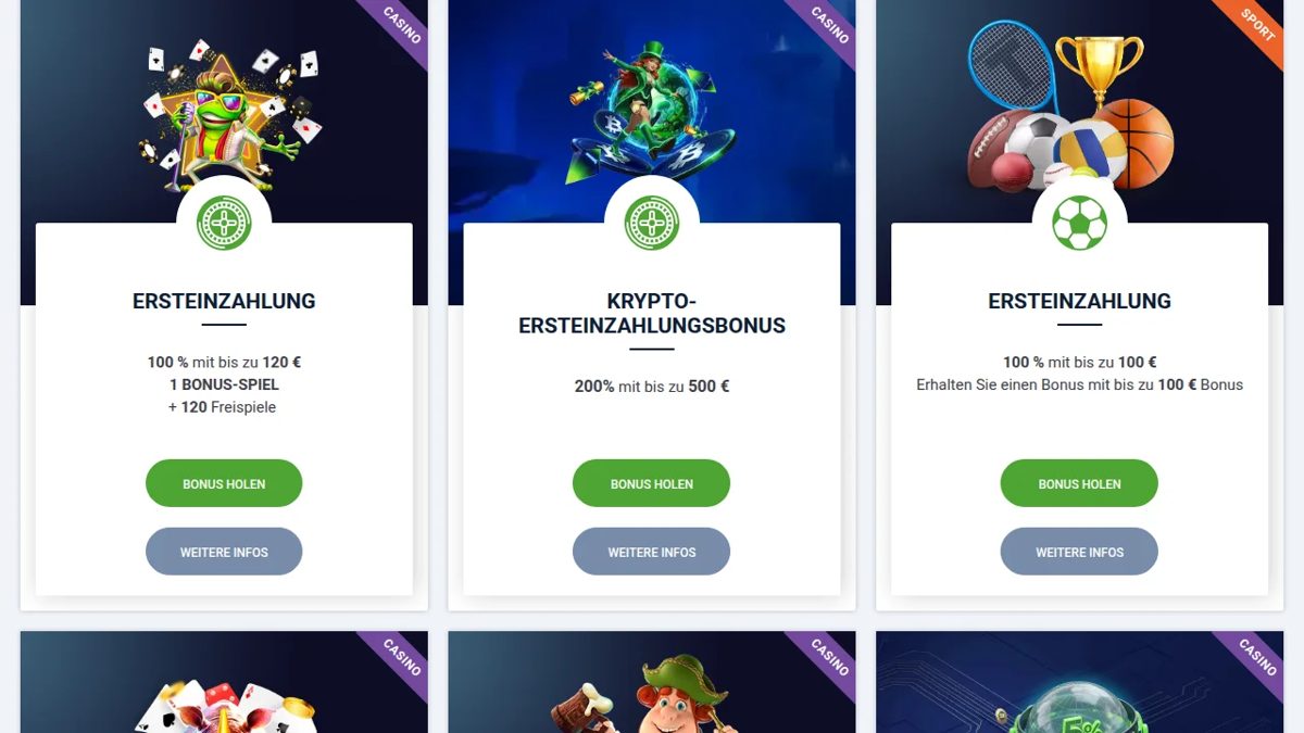 20Bet Aktionsseite mit Casino-Ersteinzahlungsbonus und Krypto-Bonus