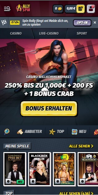 AllySpin Casino mobile App