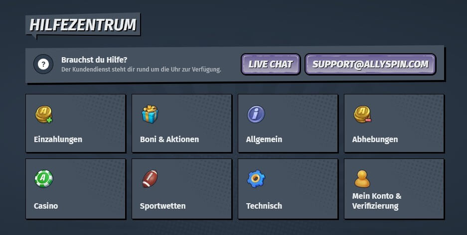 AllySpin Casino_Hilfezentrum des Supports
