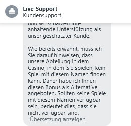 AllySpin Casino_Kein Razor Shark_Erklärung vom Support