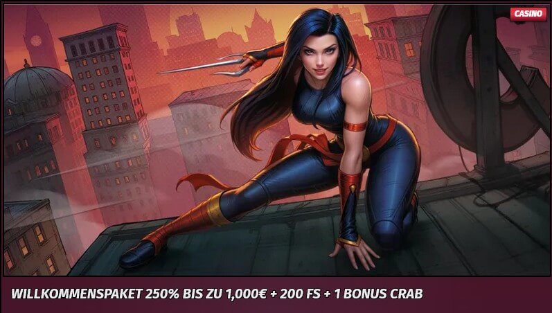 AllySpin Casino_Willkommensbonus 250% bis zu 1.000 € und 200 Spins und 1 Bonuskrabbe