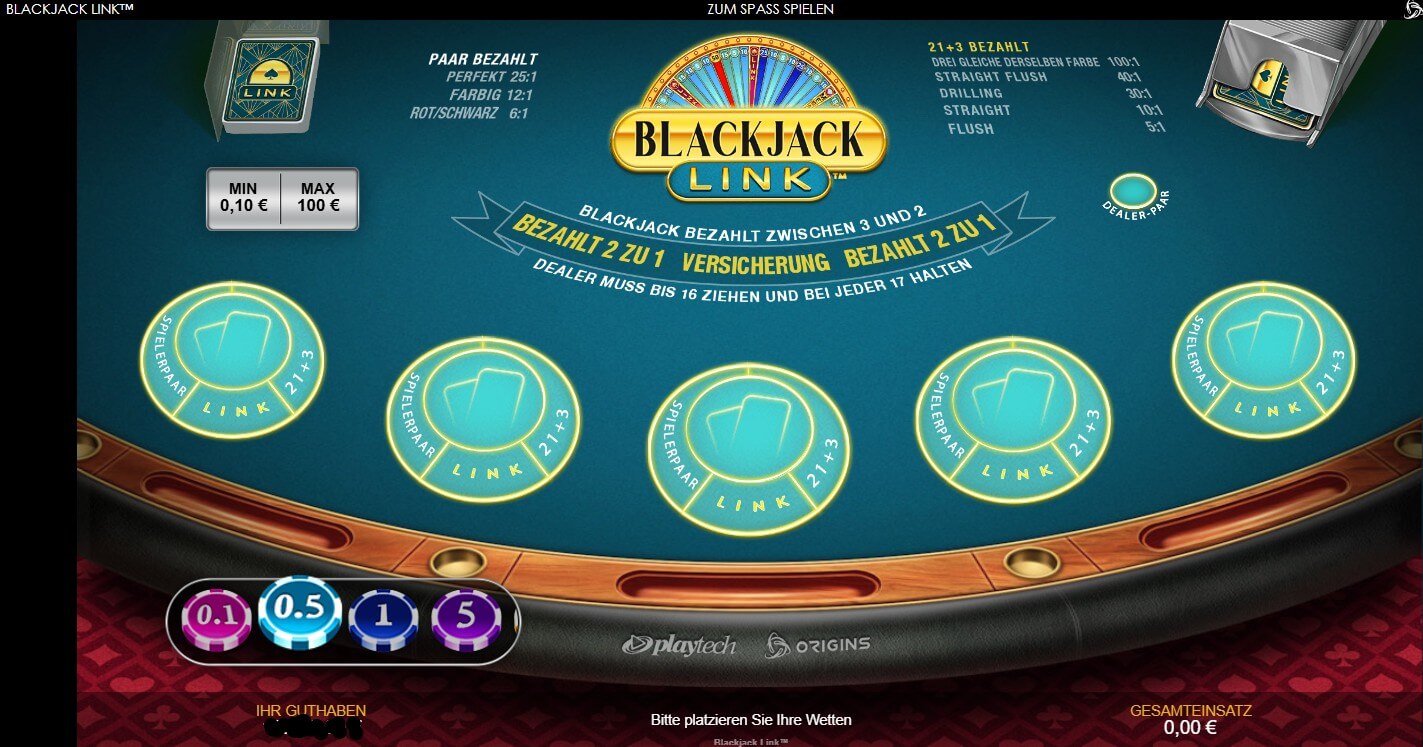 BLackjack link von Playtech bie NovaJackpot