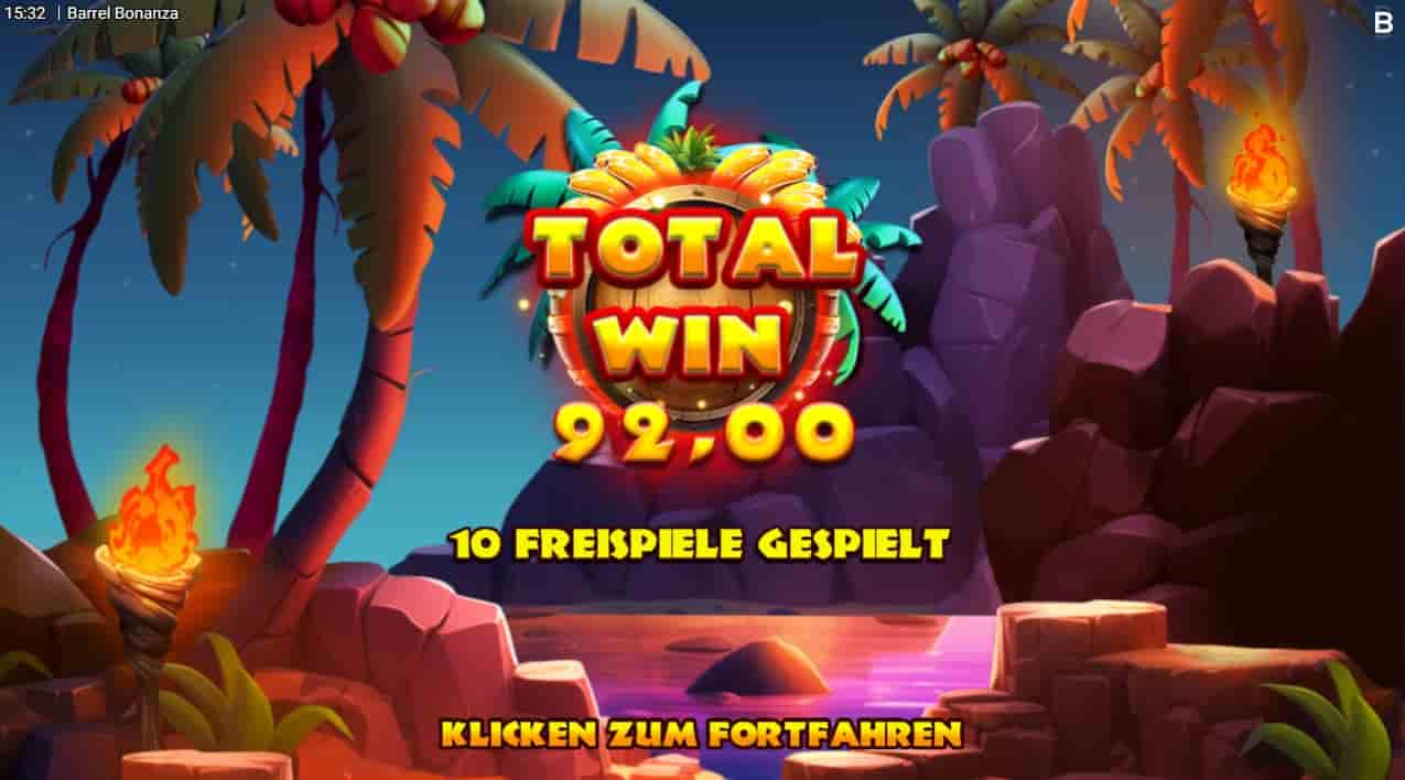 Barrel Bonanza_92 € Gewinn aus 10 Freispielen