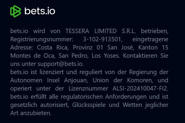 Bets.io Impressum-