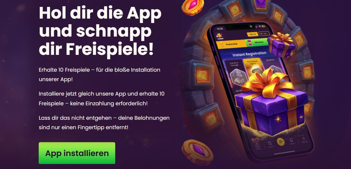Bizzo Casino_10 Gratis-Spins bei App-Download