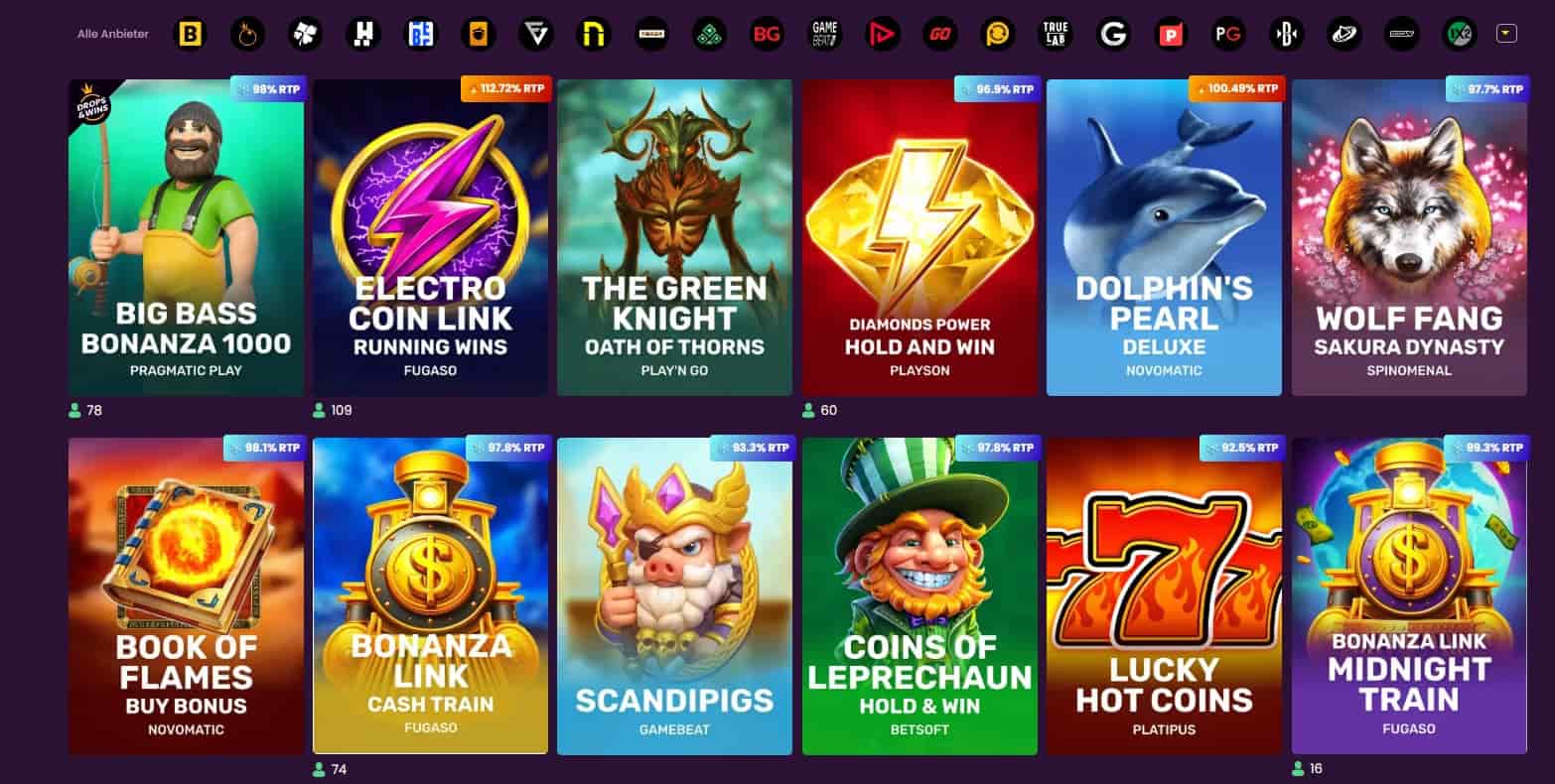 Bizzo Casino_Spielautomaten Lobby-