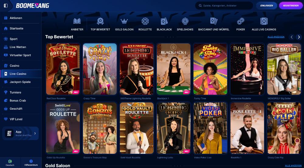 Boomerang Live Casino