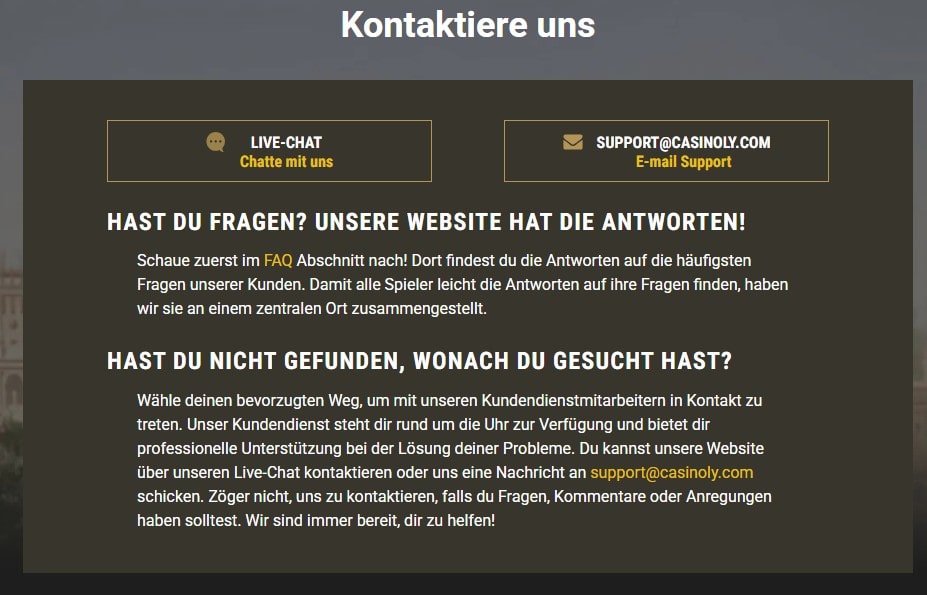 Casinoly Support-