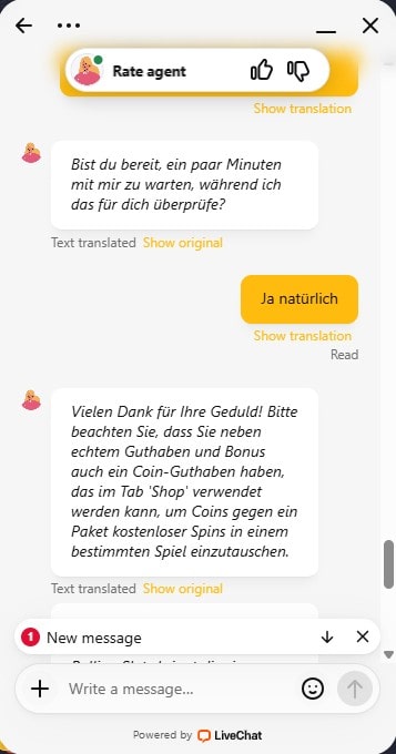 Chatfrage nach Bedeutung der Münzen