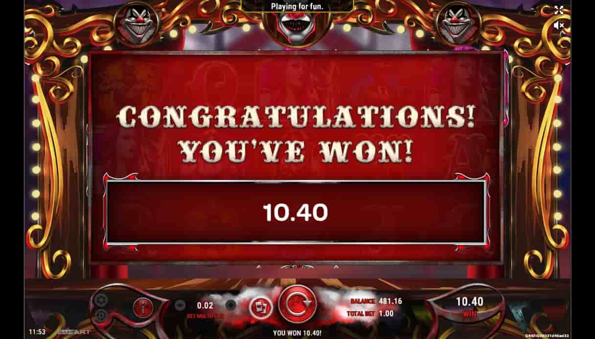 Circus of Horror Freispielgewinne 10 €