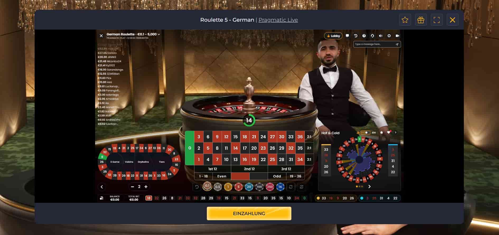 Deutsches Roulette_PRagmatic Play bei Rolling Slots