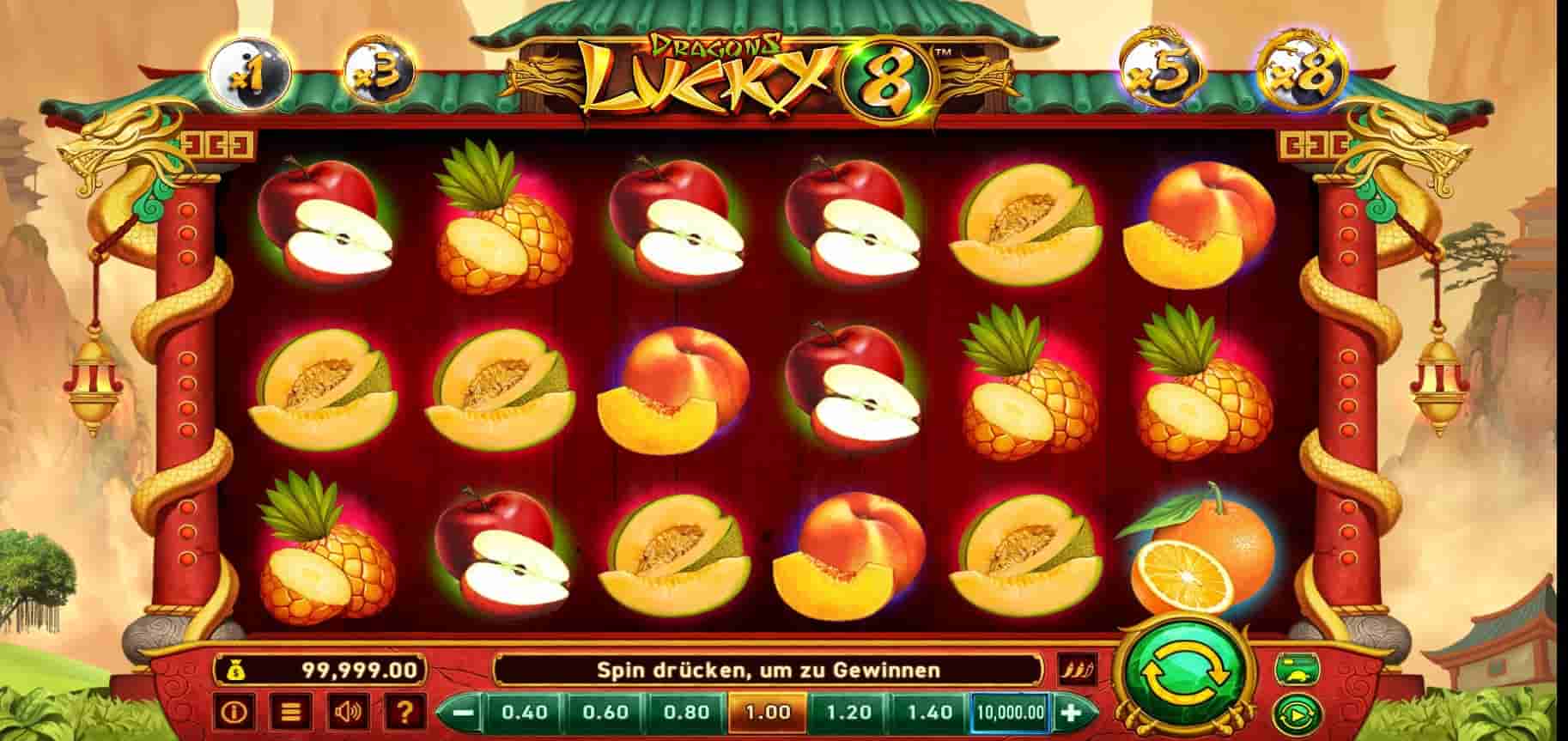 Dragons Lucky 8 von Wazdan_Voltent_Slot mit variabler und einstellbarer Volatilität_Slots-Palace-Casino