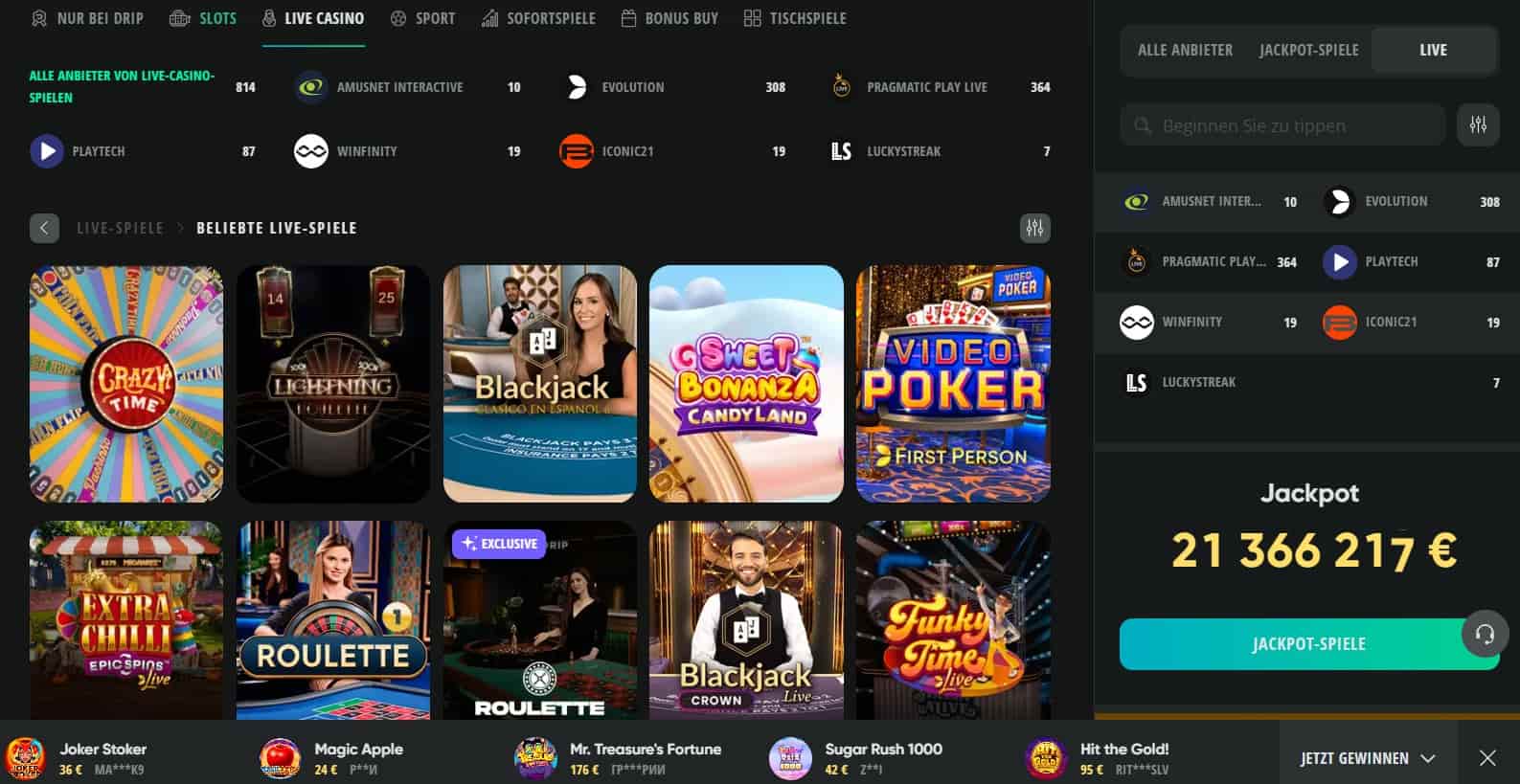 Drip Casino Live-Casino-