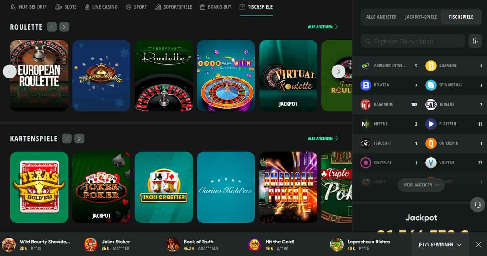 Drip Casino Tischspiele