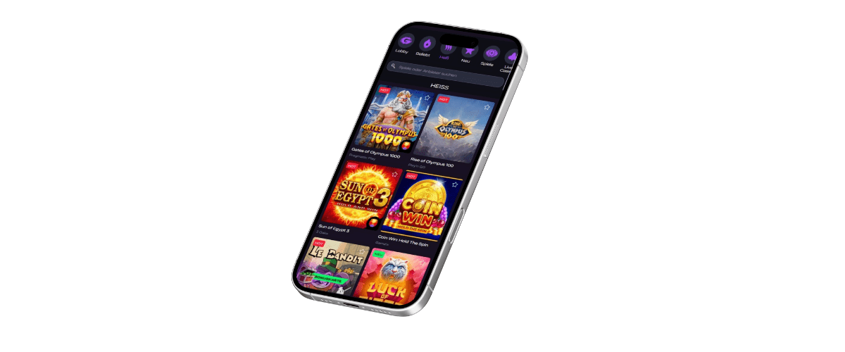 GlitchSpin Casino mobile Version über das Smartpone