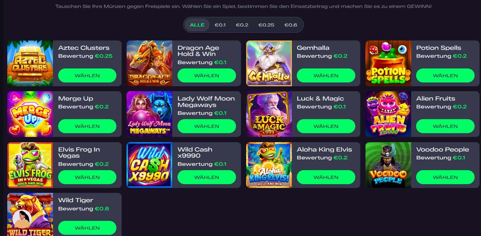 GlitchSpin Casino_Shop Münzen eintauschen