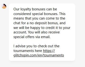 GlitchSpin Casino_Sonderboni im VIP-Club_No Deposit Boni