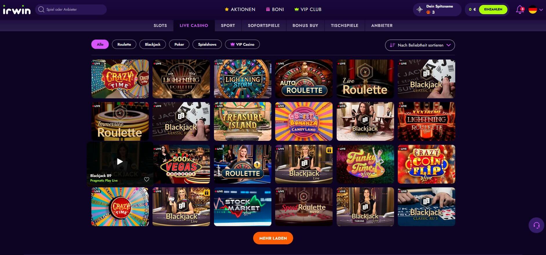 Irwin Casino_Live Casino