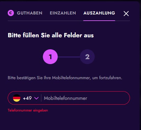 Irwin Casino_Telefonnummer bestätigen für Auszahlung