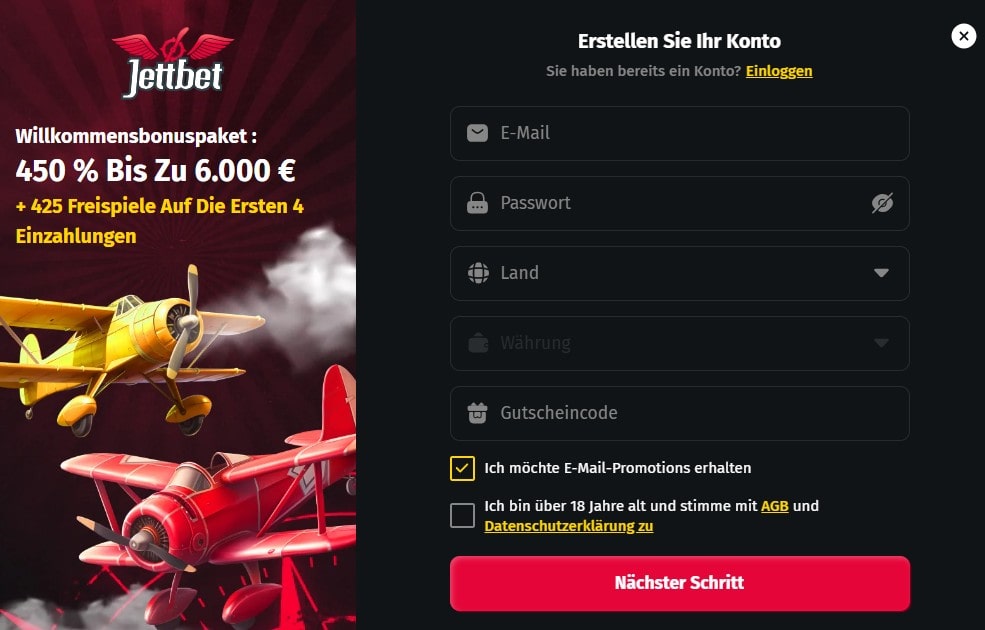 Jettbet Registrierung-