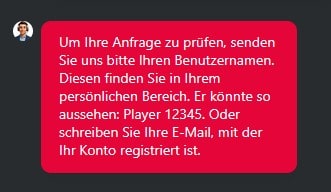 Jettbet_Chat_Standardmäßige Frage nach der PlayerID
