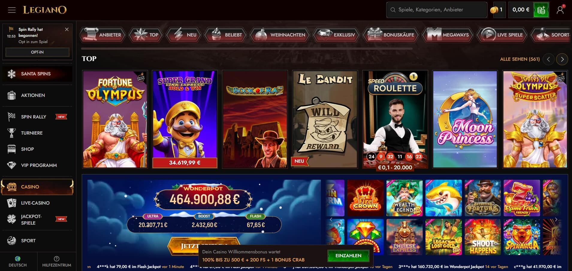 Legiano Casino Spiele