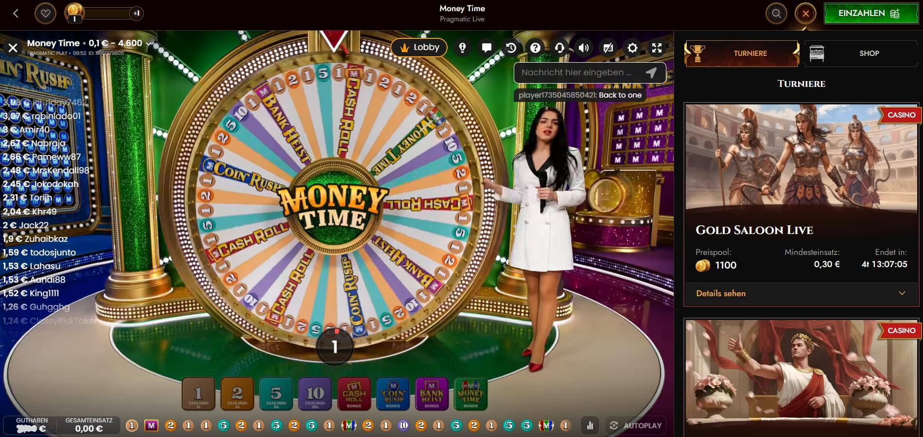 Legiano Live Casino_Money Time von Pragmatic Live