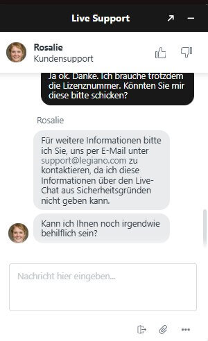 Legiano Lizenzfrage im Chat