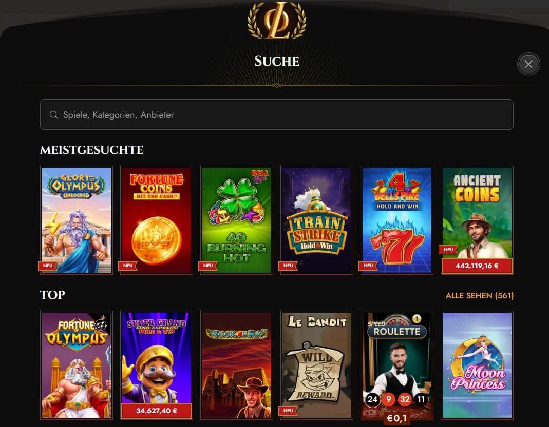 Legiano Suchfunktion_meistgesuchte Spiele