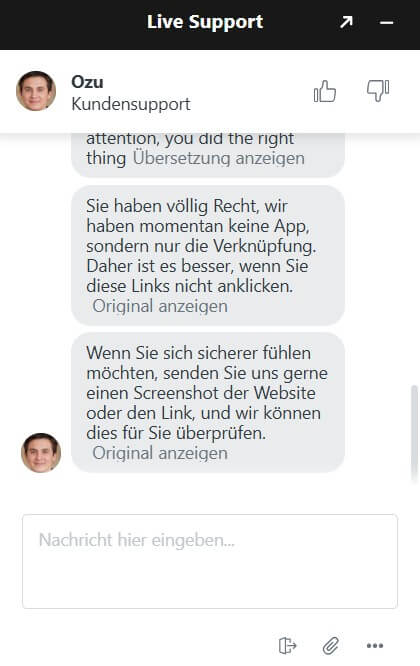 Legiano_Chatinfo zur Fake-App