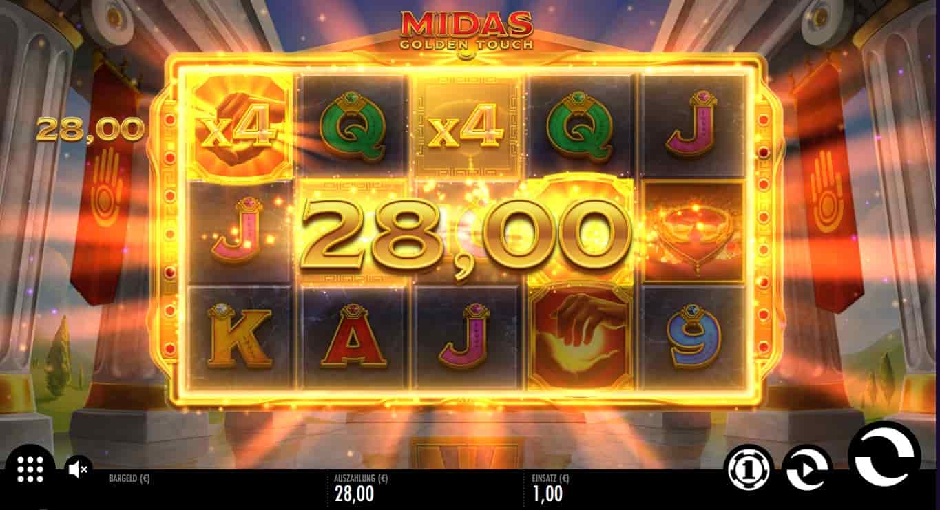 Midas Golden Touch Thunderkick bei Haz Casino 28 € Gewinn-