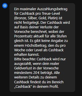OScarspin_fehlauskunft über max Cashbackb