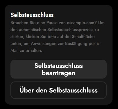 Oscarspin Casino_Selbstausschluss im Profil