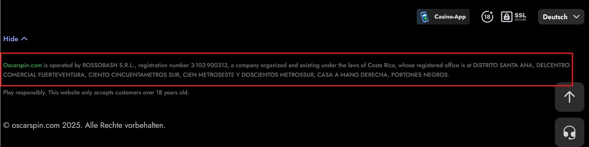 Oscarspin Impressum