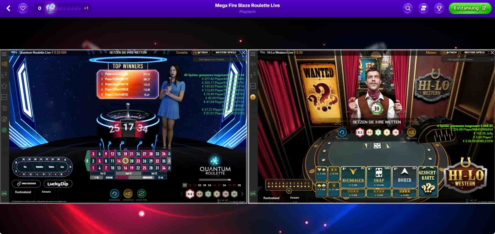Robocat Playtech LiveCasino Split Screen-