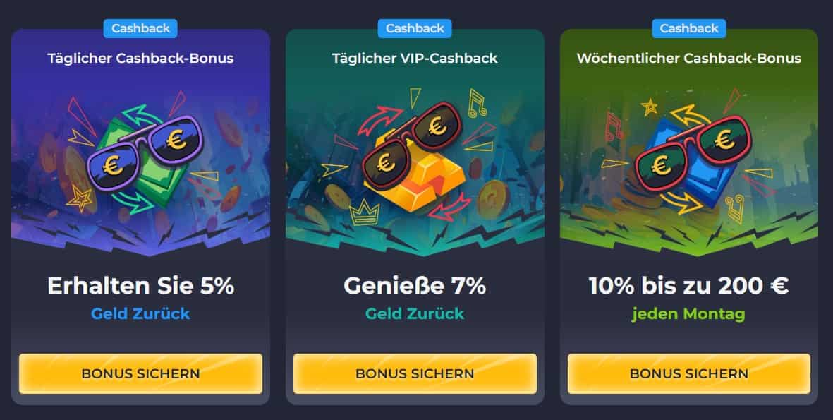 Rolling Slots Casino Bewertung_Cashback-