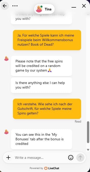 Rolling Slots Chatfrage nach den Freispielen