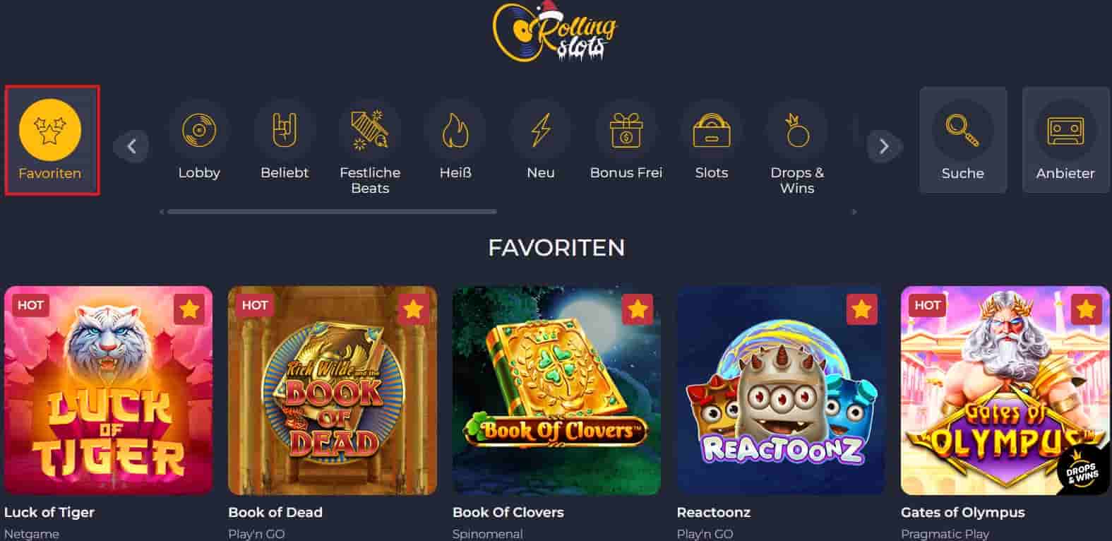 Rolling Slots_Favoritenliste erstellen-