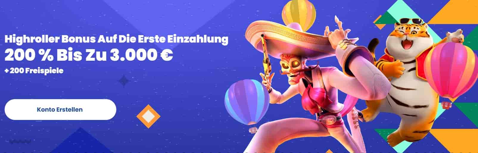 Rollino Highrollerbonus 200 % bis zu 3000€ und 200 Spins